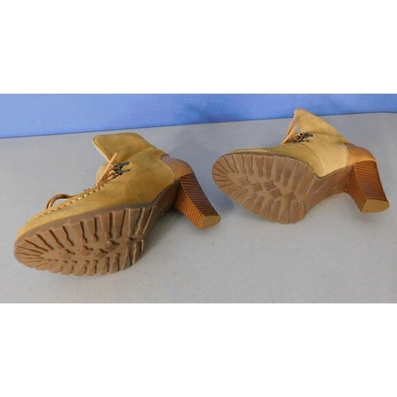 RUFF HEWN BROWN LEATHER SUEDE & FAUX FUR ANKLE BOOTS, WOMAN'S SIZE 6 M - Picture 7 of 9